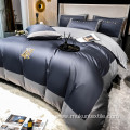 100% Cotton Patchwork+embroidery bedding set solid color